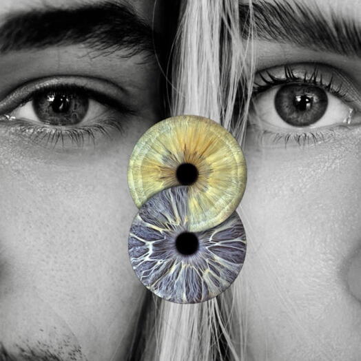 Парная фотосессия радужек глаз на формате А4 в стекле и рамке к 8 марта