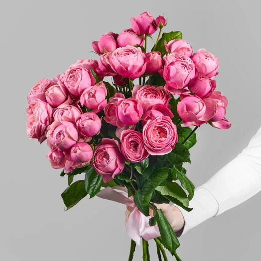 Букет из пионовидной кустовой розы Silva Pink