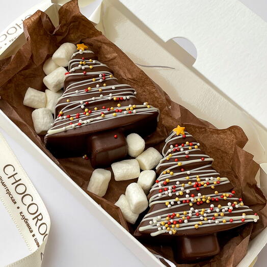 Шоколадные ёлочки с дубайской начинкой