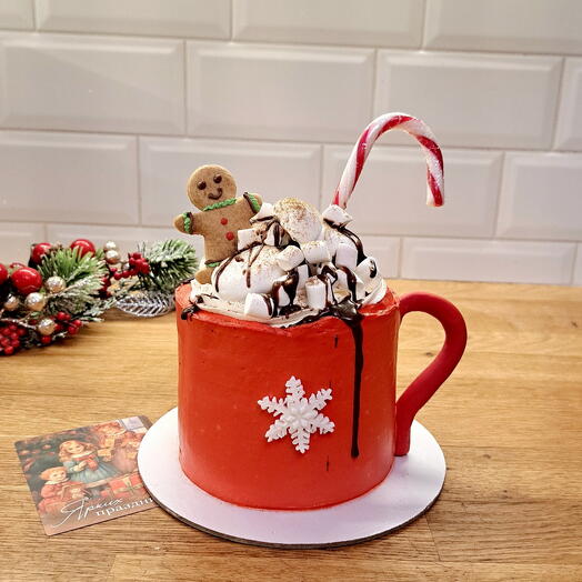 Торт кружка горячего шоколада 1кг, на Новый год, Рождество