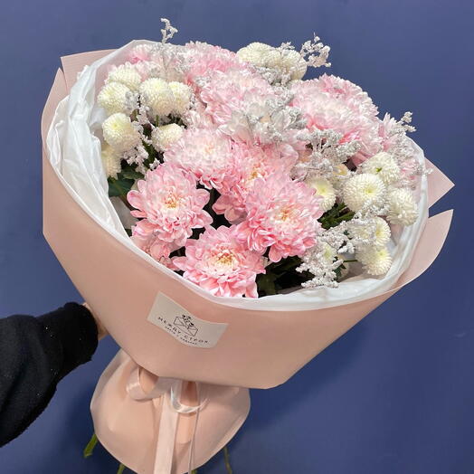 Букет хризантем с лимониумом🌸