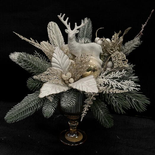 Новогодняя композиция в бокале(белая)