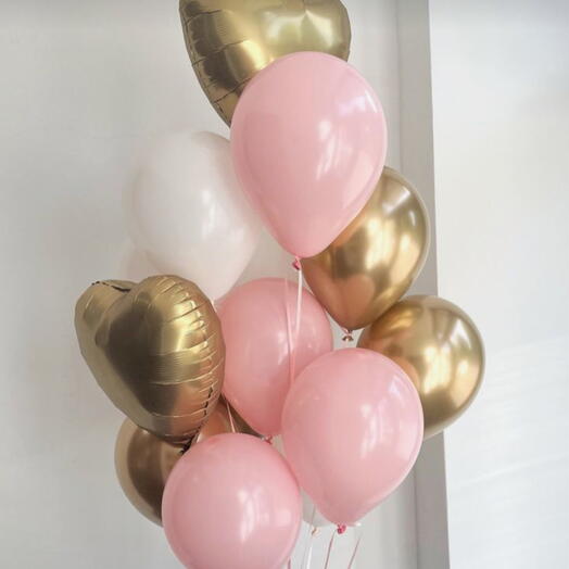 Birthday gold heart balloons