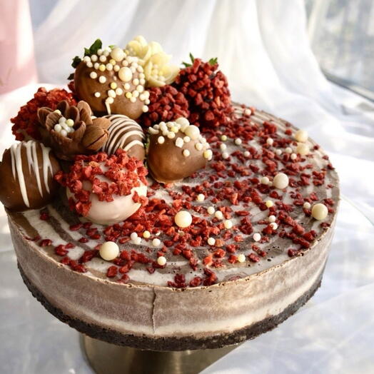 ПП Торт без сахара,  муки , масла,  красителей с Клубникой в шоколаде