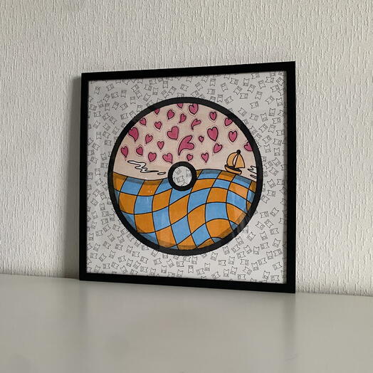 Super Lovin A3 Одинокий парусник под дождем из сердечек