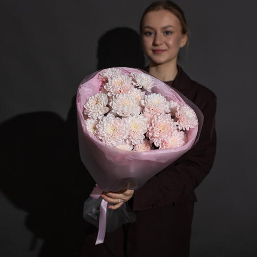 Букет персиковая хризантема