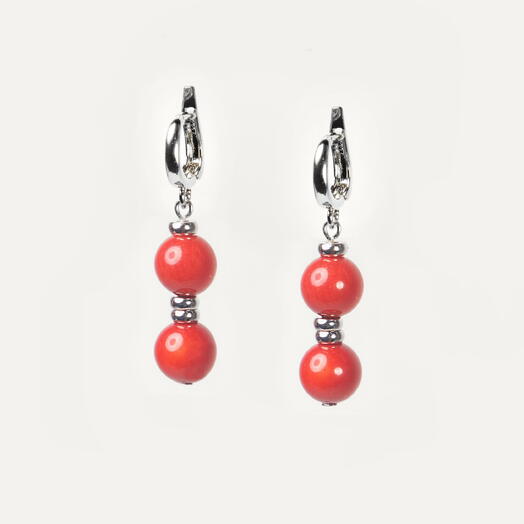 Серьги Мирт Красный коралл Rh+ (EAR1158)