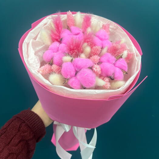 Букет с хлопком и сухоцветами