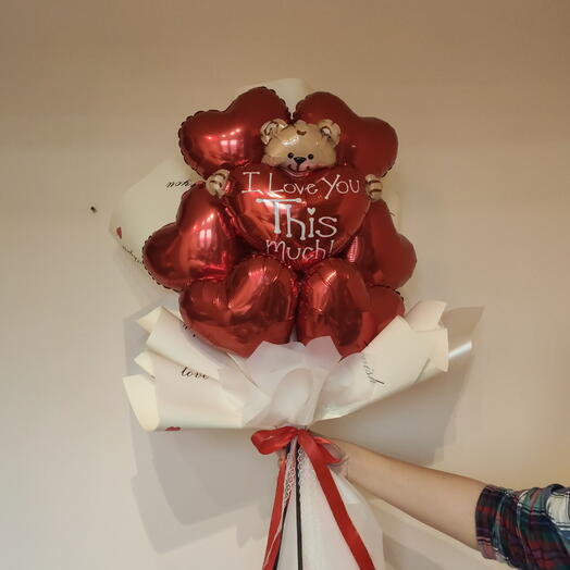 Букет на 14 февраля с мишкой