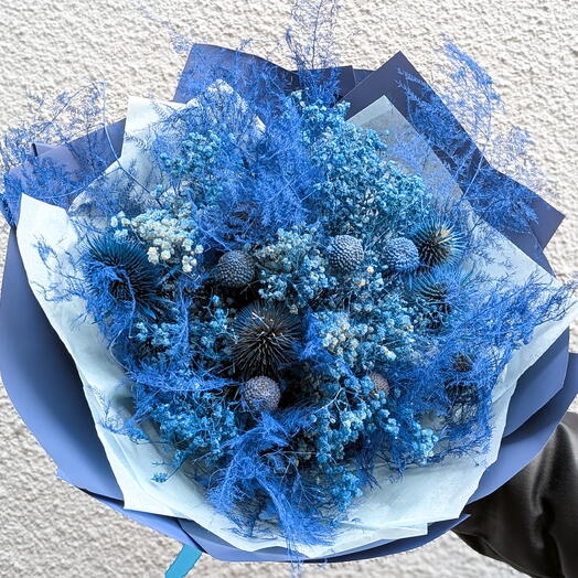Blue bouquet of dried flowers
