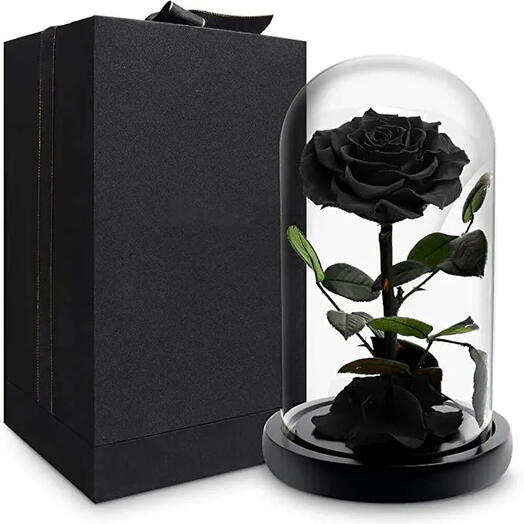 Eternal rose in glass dome - Black