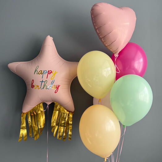 Воздушные шары на день рождения с розовой звездой для девушки, для девочки, для подруги, для сестры