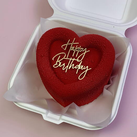 Бенто торт красное сердце happy birthday