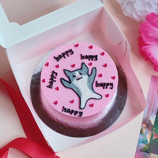 Бенто торт со смешным котиком Happy Happy для подруги, для девушки