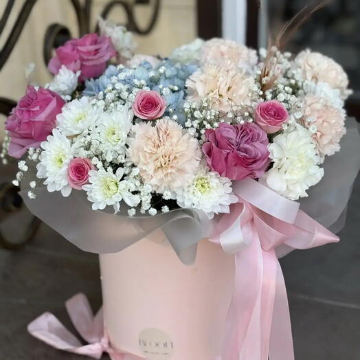 🌸Шляпная коробка в нежных тонах