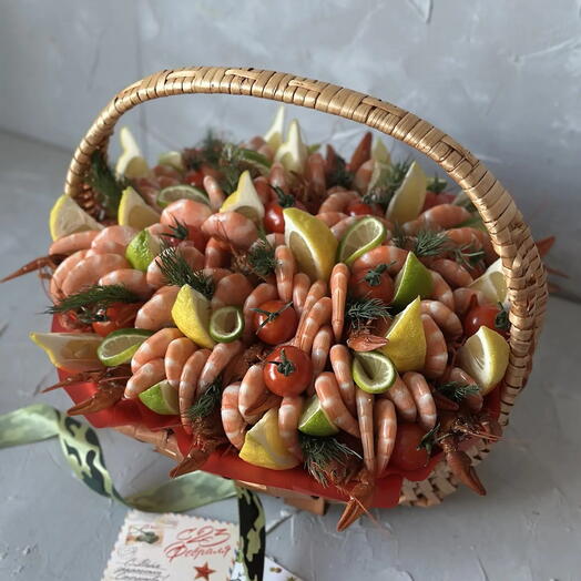 корзина с раками и королевскими креветками для него и для неё на любой повод