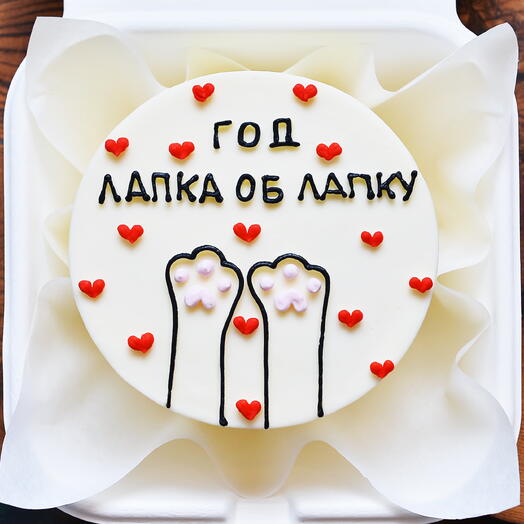Бенто-торт на годовщину свадьбы жене, любимой девушке, мужу, мужчине - тортик лапки