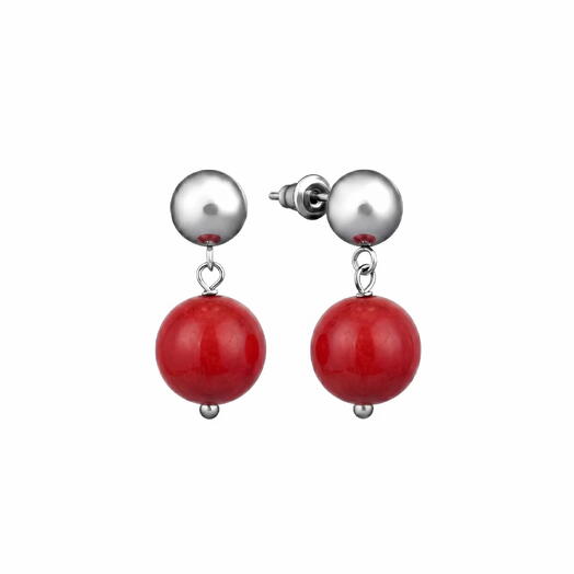 Серьги из натурального камня BASIC 6 RED на подарок, любимой, девушке, сестре, маме, для неё