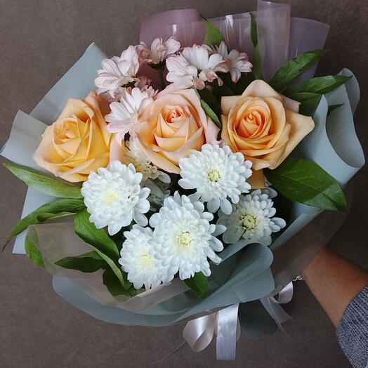 Розы с Хризантемой 🌼