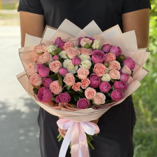 Пионовидные розы «Гармония чувств» 35 стеблей 🌸