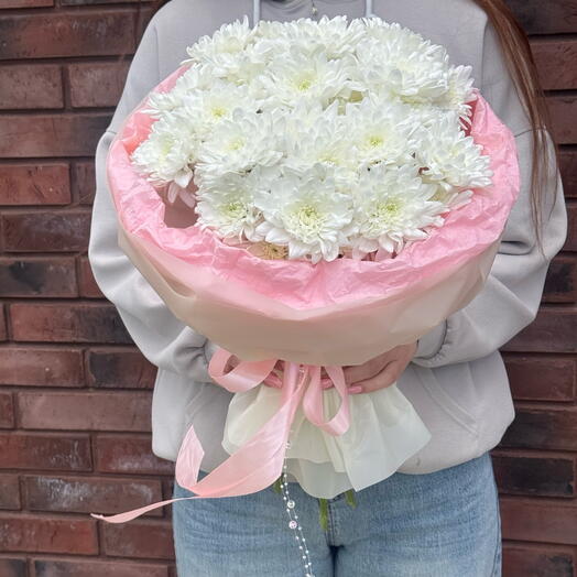 Букет из 5 белых кустовых хризантем 😍