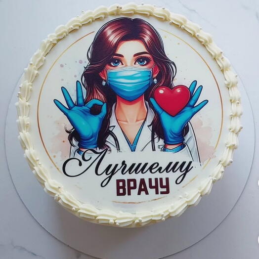 Торт подарок врачу, благодарность, день медика (картинку модно сделать мужской)