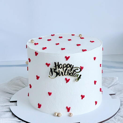 Торт с сердечками happy birthday