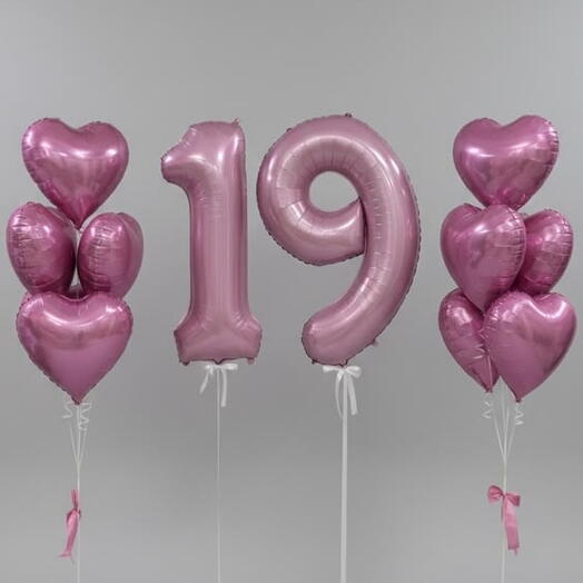 Воздушные шары на 19 лет "Малина"