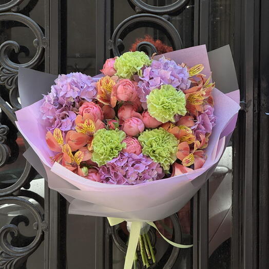 Pastel Hydrangea and Mixed Floral Bouquet