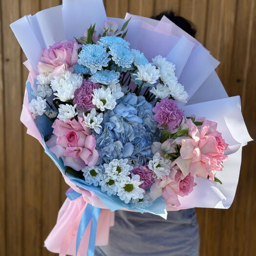 Букет Огромный с гортензией и французскими розами 🌸