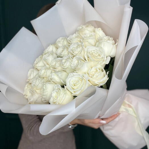 Букет из 25 белых роз плайя бланка 840