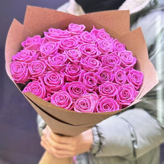 Розовые розы аква 39шт