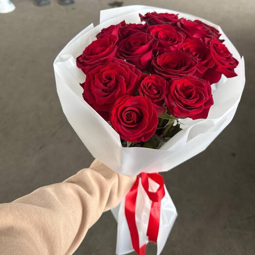 Букет "Мона Лиза" из 15 красных роз! 🌹🦋🍀