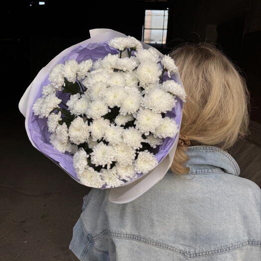 Букет мини хризантем кустовых Помпон