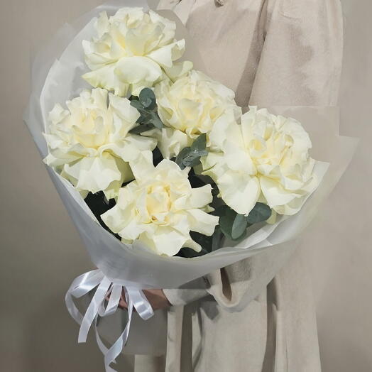 Белые розы букет les fleur (В0051)