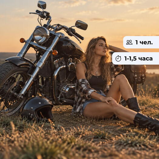 Дерзкий образ.  Фотосессия на мотоцикле