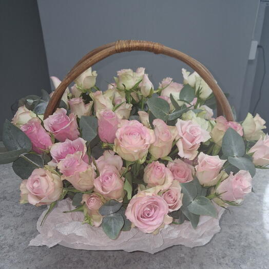 Большая корзина из 63 роз💗💌