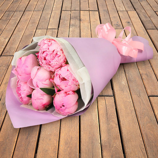 Ramo de 7 peonías rosas