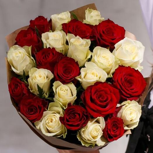 Bouquet mix of 25 roses 70 cm