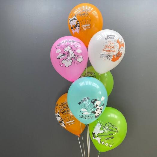 7 helium balloons