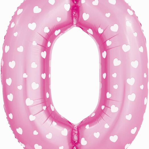 Ball Number 0 pink with hearts