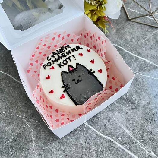 Бенто торт с котом «с днем рождения!»