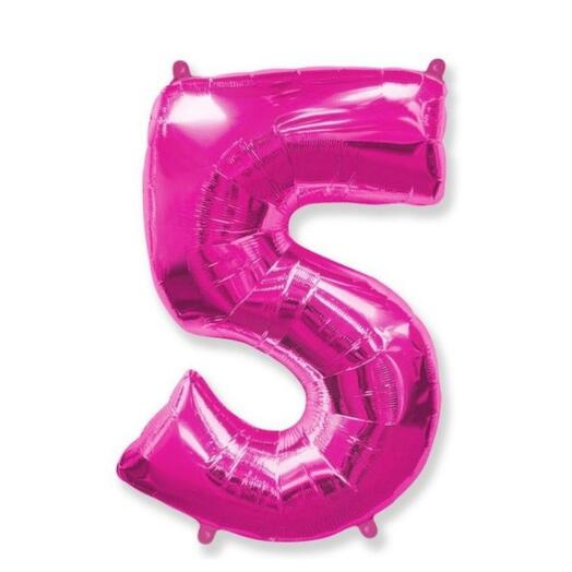 Шар-цифра "5" гелиевый, цвет фуксия