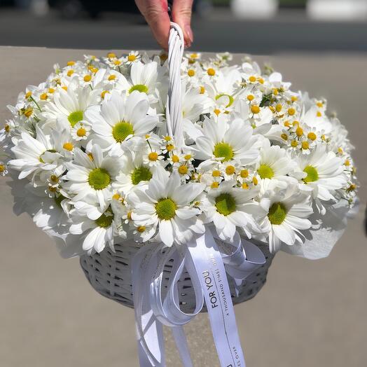 Цветы в корзине Нежные Ромашки