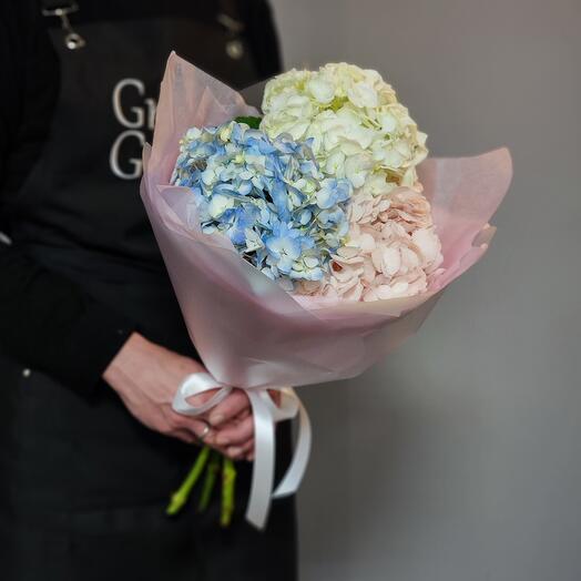Bouquet of three large hydrangeas "Tricolor-3"