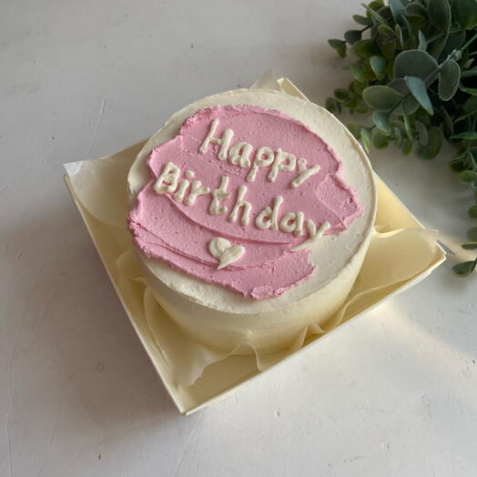 Бенто торт happy birthday ніжний рожевий
