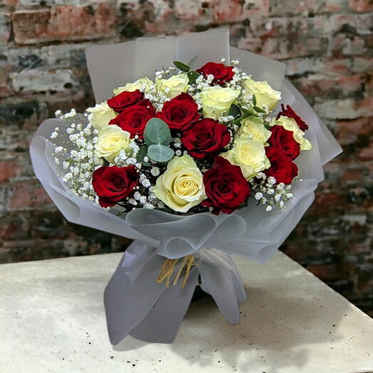 21 White and Red Roses