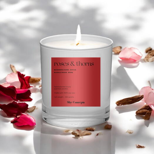 Roses   Thorns - Luxury Scented Candle (White)