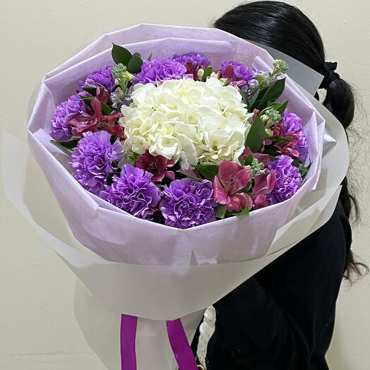 Purple Carnation   Hydrangea Bouquet