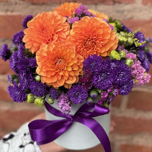 A box of orange dahlias